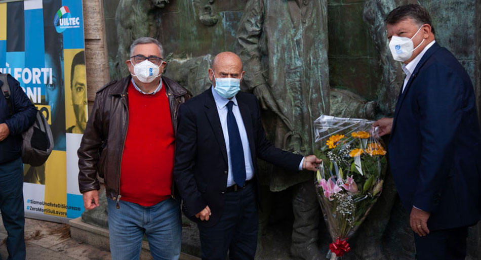 Franco Bettoni presidente Inail, con Pierpaolo Bombardieri (Uil) e Paolo Pirani (Uiltec)