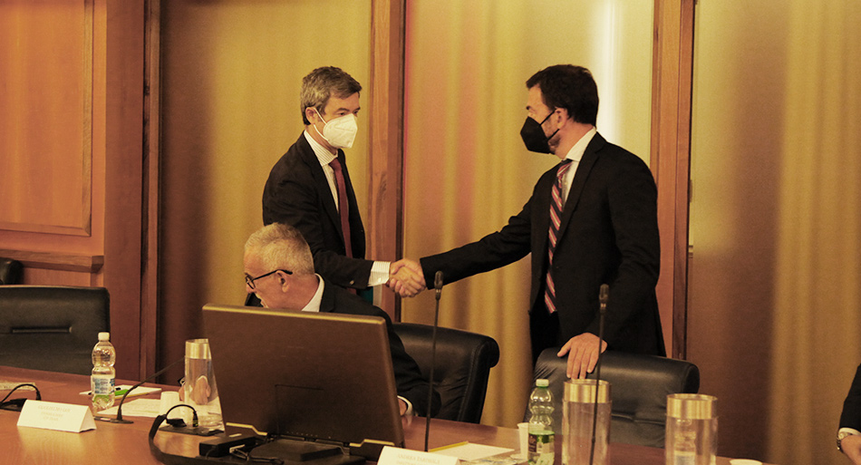 Andrea Orlando, ministro del lavoro e delle politiche sociali, Guglielmo Loy, presidente Civ Inail e Andrea Tardiola, direttore generale Inail