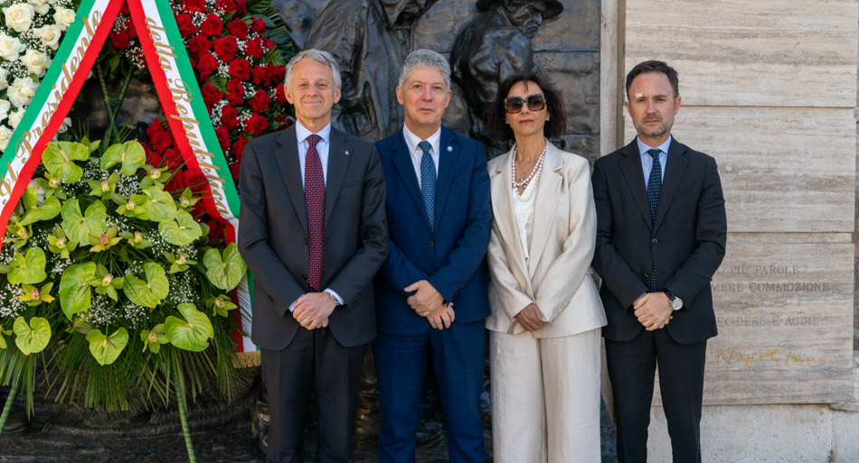 Il presidente Inail Fabrizio D'Ascenzo con il direttore generale Inail Marcello Fiori e i consiglieri di amministrazione Inail Caterina Grillone e Giuseppe Millico