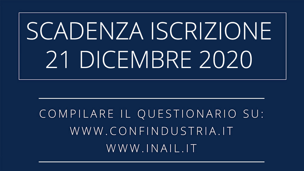 ISCRIZIONE ENTRO IL 21 DICEMBRE 2020