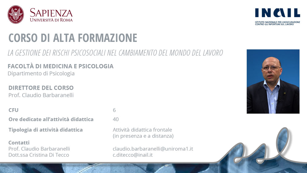 CLAUDIO BARBARANELLI - SAPIENZA UNIVERSITÀ DI ROMA