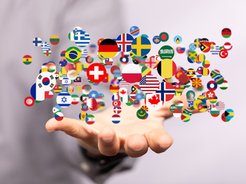 World map with all states and their flags,3d render.